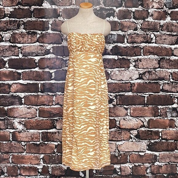 Camila Coelho Bailee Midi Dress Revolve Straps Slit Tan Size Large L - Picture 5 of 17